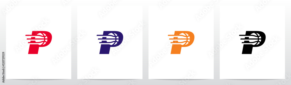 Basketball Go Fast Letter Logo Design P - obrazy, fototapety, plakaty 