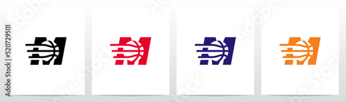 Basketball Go Fast Letter Logo Design M