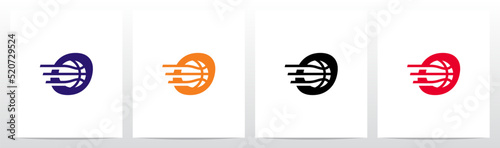 Basketball Go Fast Letter Logo Design O