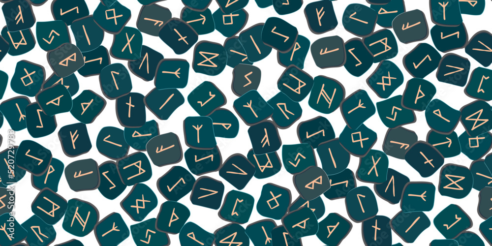 Runes blau seamless ethnic pattern on white. Runic alphabet, Futhark ...