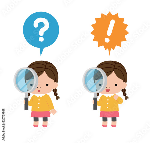 虫眼鏡を持った子供のイラスト
