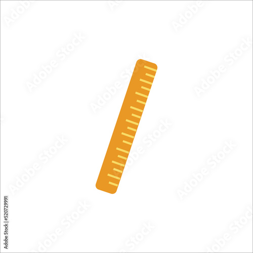 School yellow ruler. Vector illustration isolated on white background.