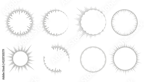 Circle audio waves. Circular music sound equalizer. Abstract radial radio and voice volume symbol. Vector illustration.