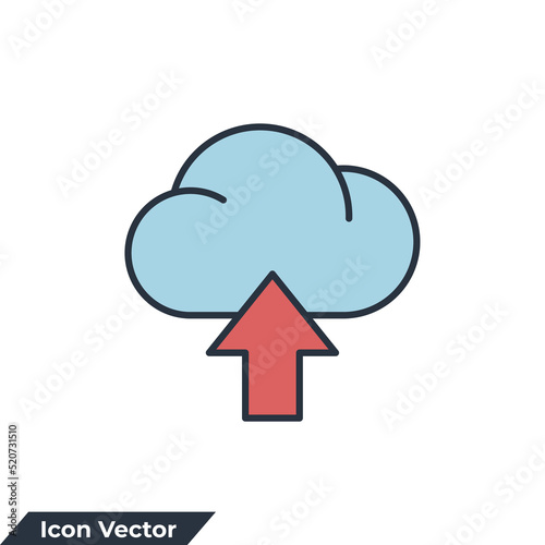 upload icon logo vector illustration. cloud and arrow upload symbol template for graphic and web design collection