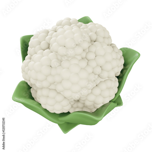 Cauliflower 3d rendering isometric icon.