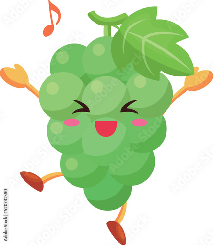 とても喜んでいるかわいいマスカットのキャラクターのイラスト