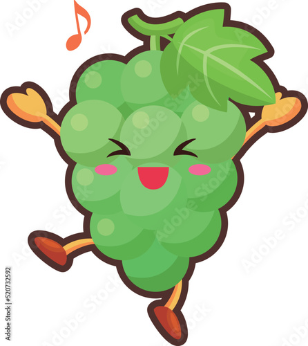 とても喜んでいるかわいいマスカットのキャラクターのイラスト