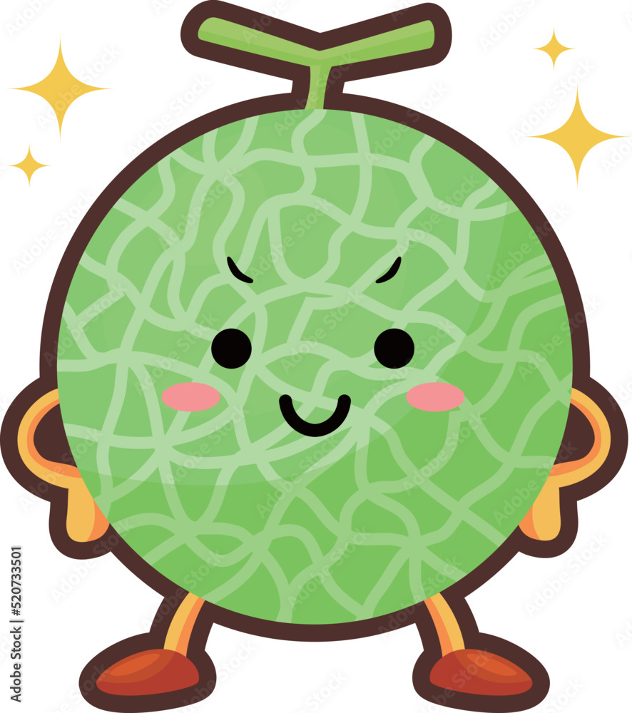 Stockvector 得意気な顔をしたかわいいメロンのキャラクターのイラスト Adobe Stock