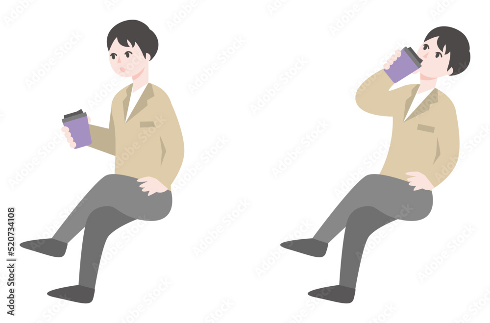 Obraz premium 休憩をする人物のビジネスイラスト