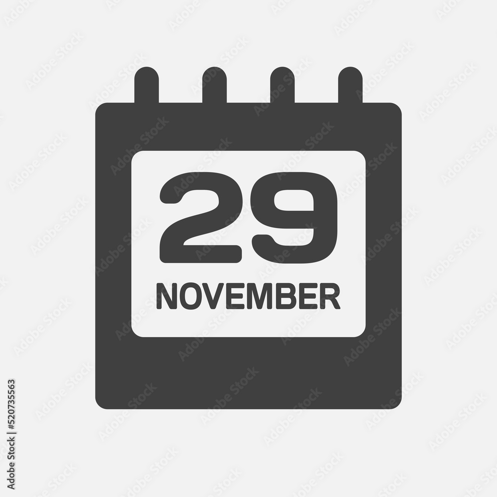Icon day date 29 November, template calendar page Icon day date 29 November, template calendar page