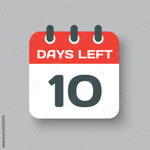Countdown daily page calendar icon - 10 days left