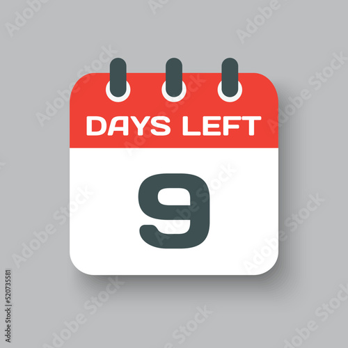 Countdown daily page calendar icon - 9 days left