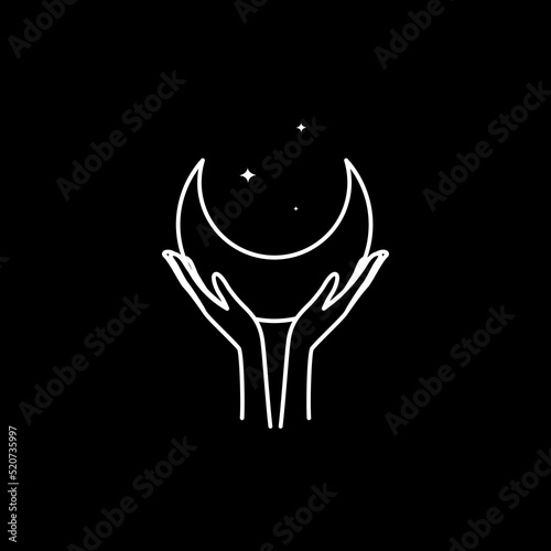 hands up hope with crescent minimalist line logo