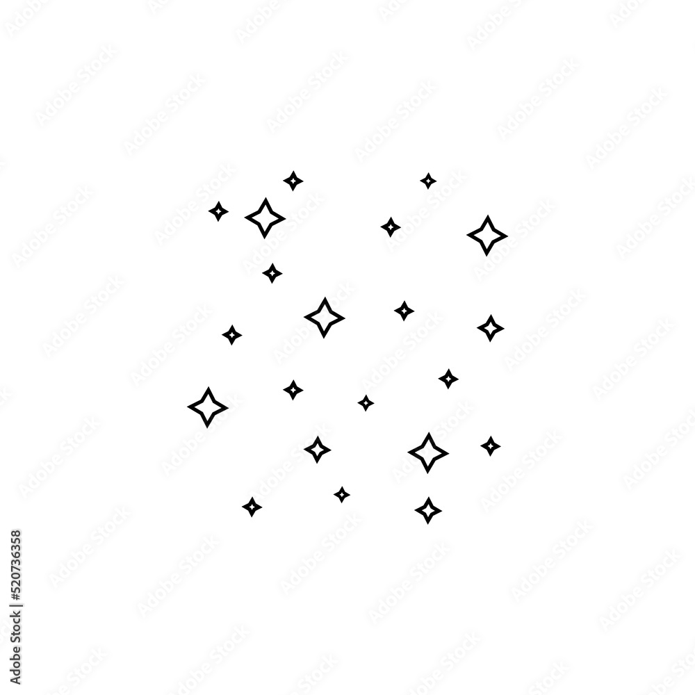 Starry sky. Black stars simple vector icon Starry sky. Black stars simple vector icon