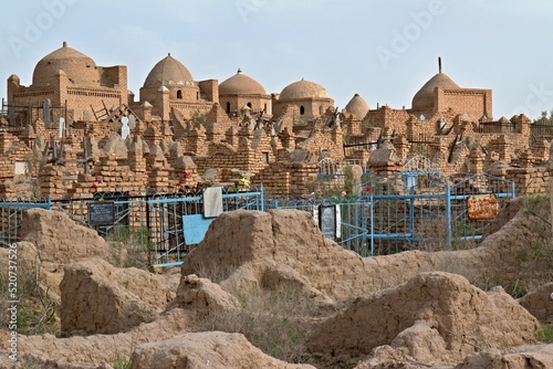 Mizdakhan necropolis, ancient cemetery, located next to the remains of the Gyaur-Kala fortress, is one of the oldest and most visited pilgrimage sites of Karakalpakstan. Uzbekistan. photo