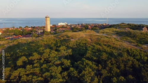 Fabulous drone view on West-Terschelling taken in July 2022. Terschelling is one of the islands in the Wadden sea in The Netherlands. photo