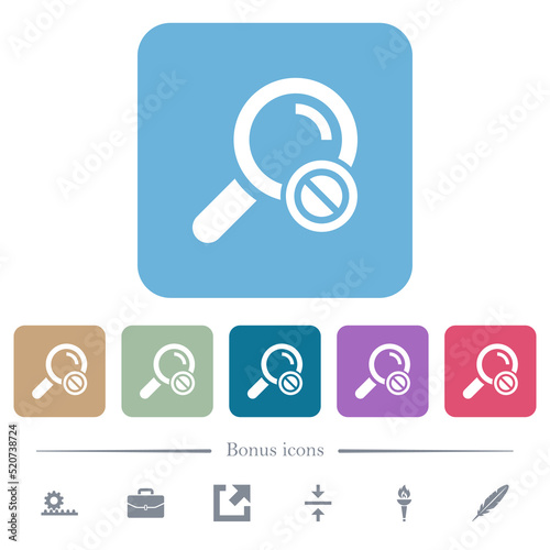 Search disabled flat icons on color rounded square backgrounds