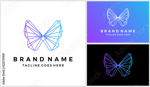 Geometric polygonal butterfly logo design vector template