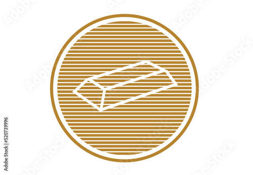 Treasury or Gold bar on a linear coin concept. Editable Clip Art.