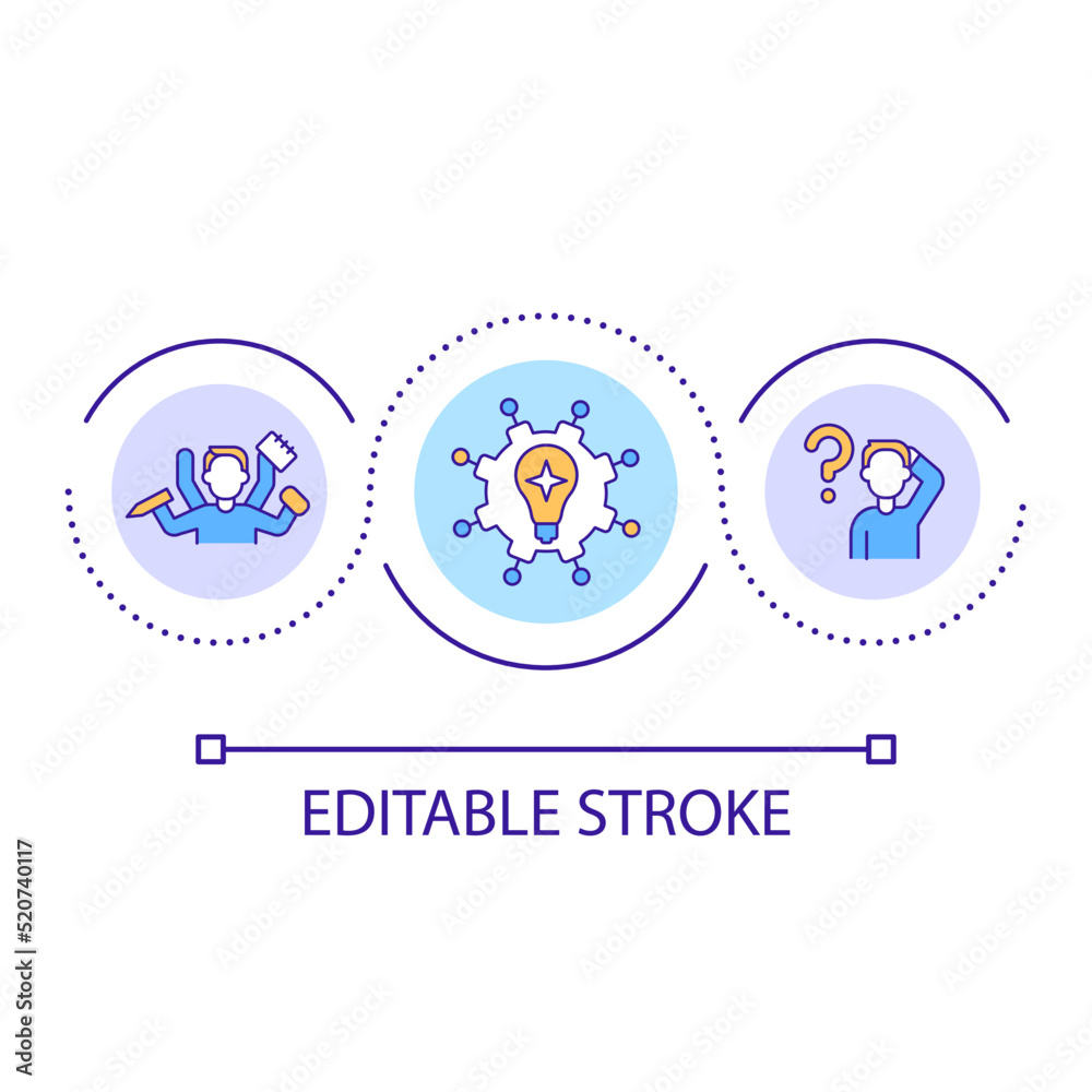 Multitasking skills loop concept icon. Business solution. Workflow optimization. Simplification abstract idea thin line illustration. Isolated outline drawing. Editable stroke. Arial font used