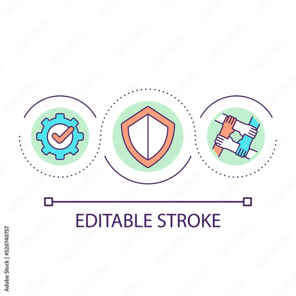 Collective protection loop concept icon. Defense mechanism abstract idea thin line illustration. Protect rights and freedoms. Security. Isolated outline drawing. Editable stroke. Arial font used
