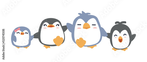 happy penguin family cartoon vector