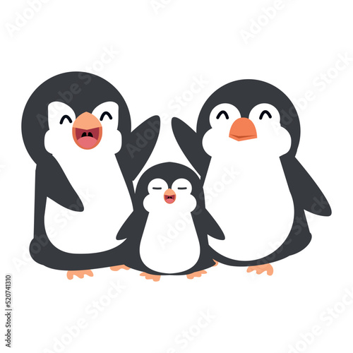 Cute penguins Happy family cartoon vector