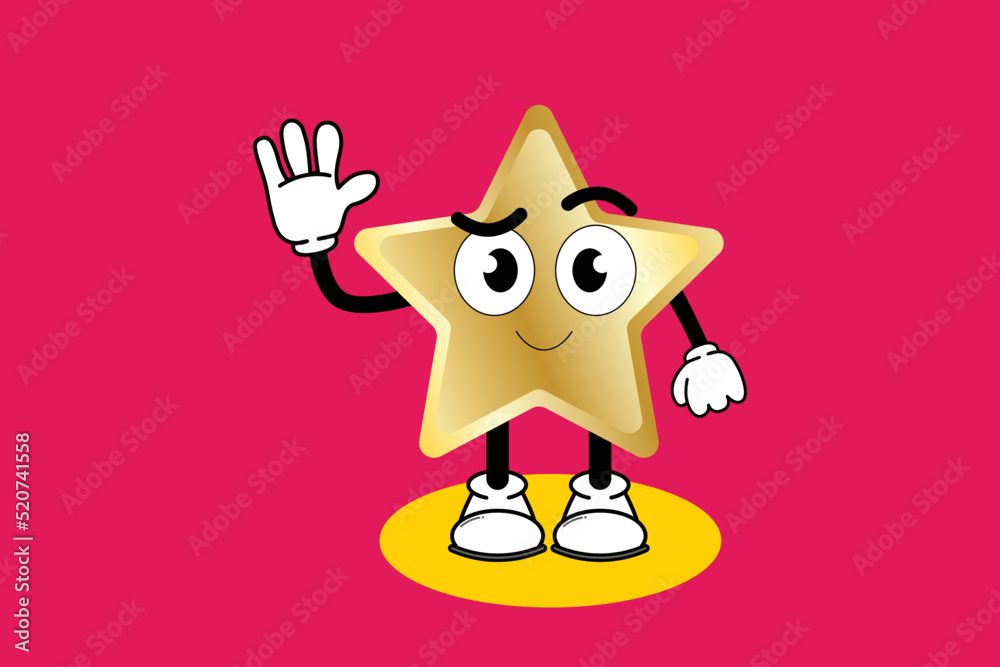 Fototapeta premium Illustration vector graphic cartoon character of cute mascot golden star with pose. Suitable for children book illustration and element design flyer,poster
