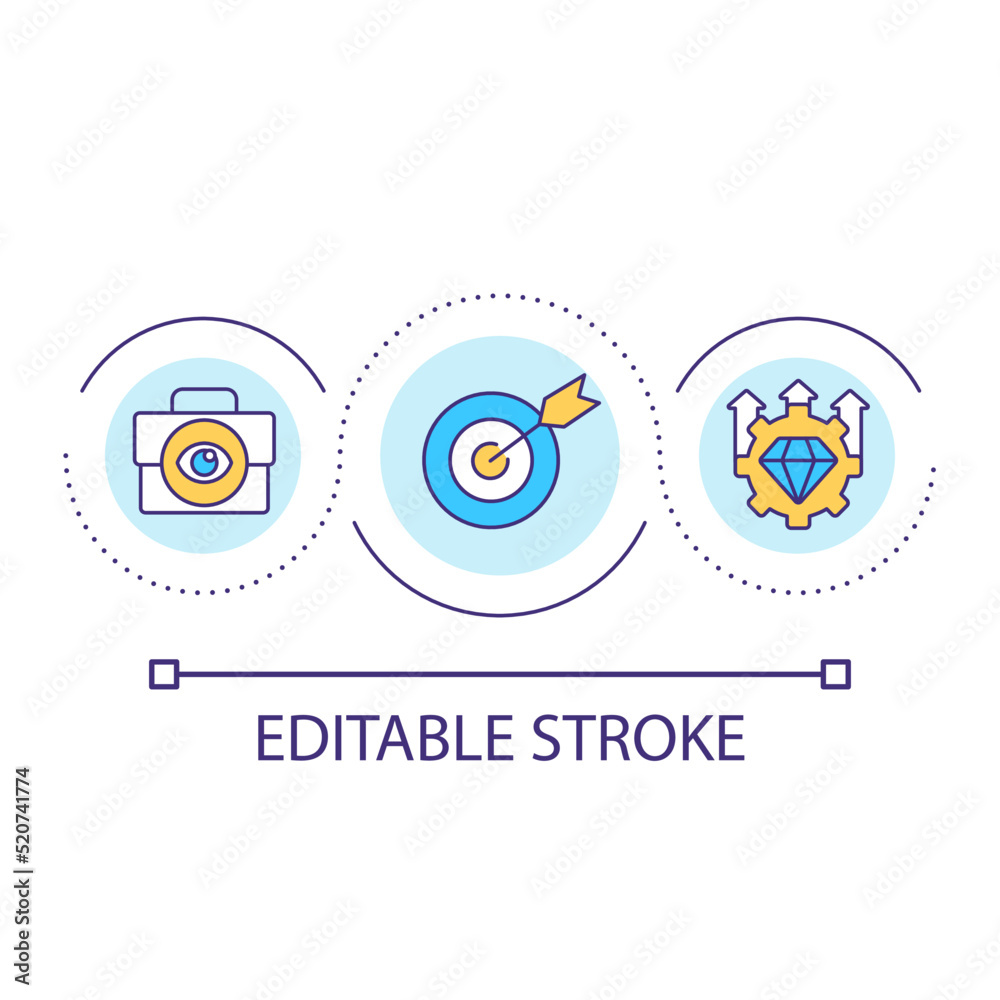 Career goal setting loop concept icon. Professional development abstract idea thin line illustration. Increase performance. Future career. Isolated outline drawing. Editable stroke. Arial font used