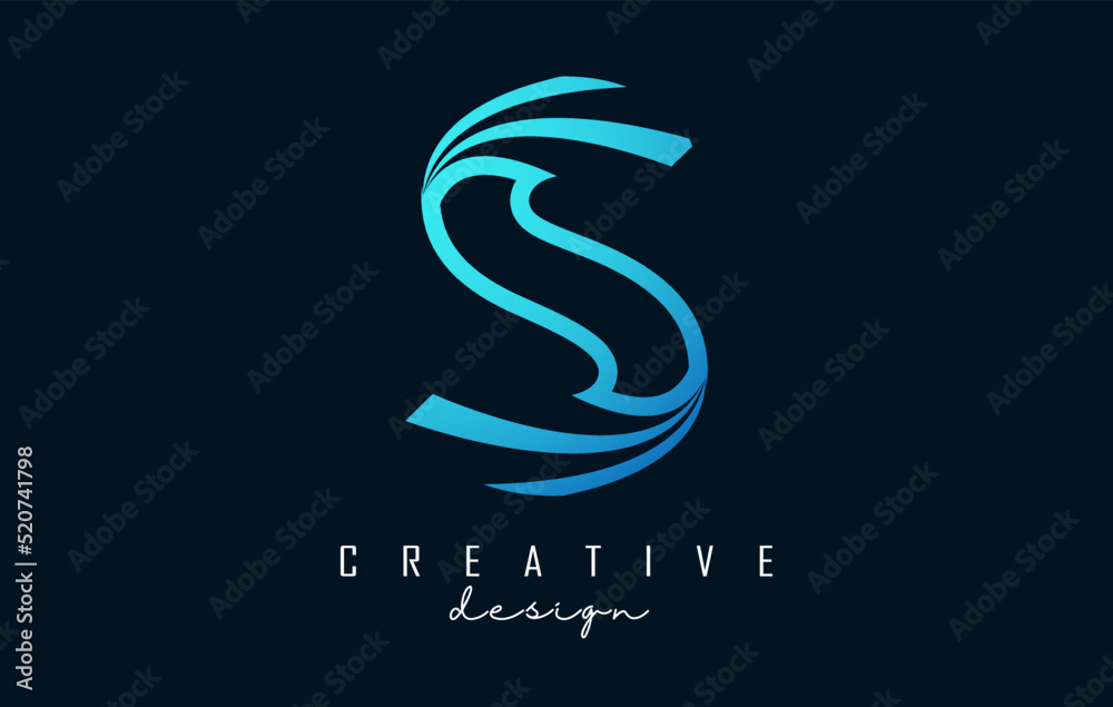 Outline Creative letter S logo with leading lines and road concept design. Letter S with geometric design. Outline Creative letter S logo with leading lines and road concept design. Letter S with geometric design.