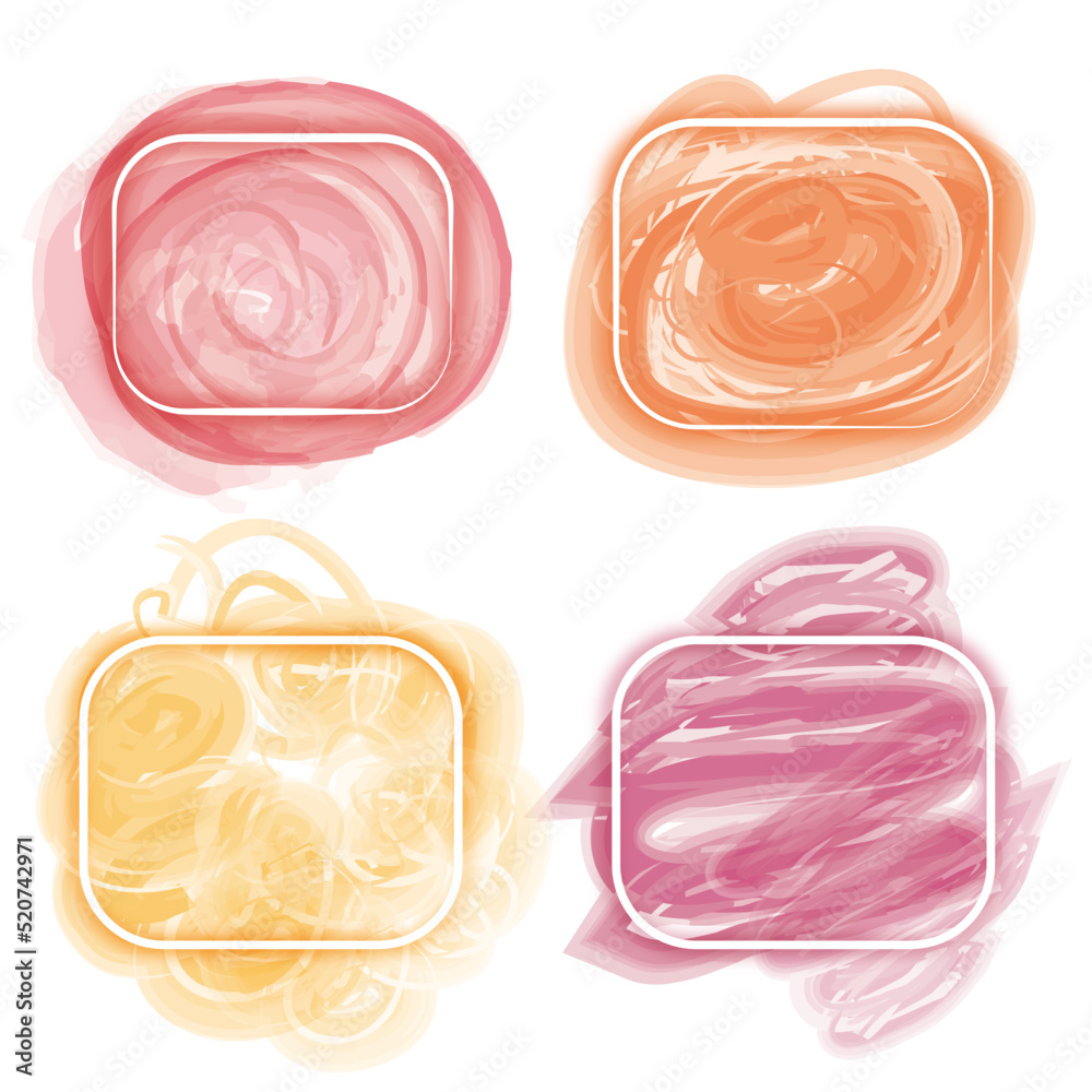 Four frames of different colors and brushes, each unique