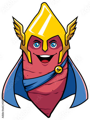 Sweet Potato Superhero Mascot