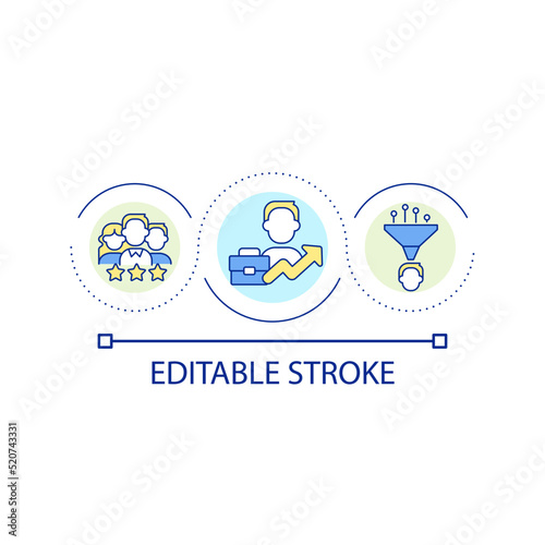 Human resources loop concept icon. Talents hunting. Successful career. Business growth abstract idea thin line illustration. Isolated outline drawing. Editable stroke. Arial font used