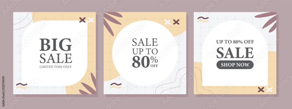 Editable Modern Template. Discount Promo Template for Social Media Post, banner. Elegant sale and discount backgrounds with abstract pattern. Vector cover. Mockup for personal blog or shop.