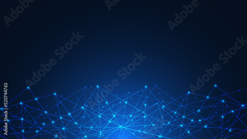 Abstract technology background with connecting the dots and lines. Global network connection, internet technology and digital communication concept