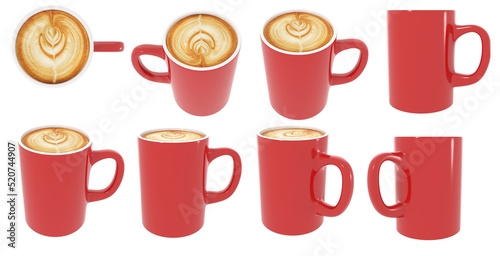 red coffee mug isolated on white background cgi rendering