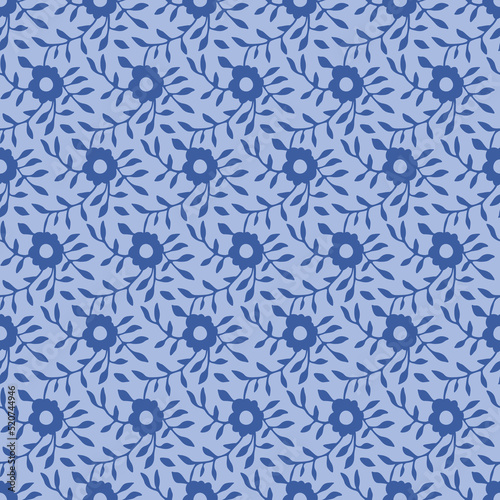 Japanese Pretty Flower Vine Vector Seamless Pattern