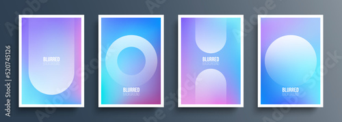 Set of cover templates with abstract round shapes. Futuristic backgrounds with dynamic circle shapes and soft blurred gradient. Vector illustration.