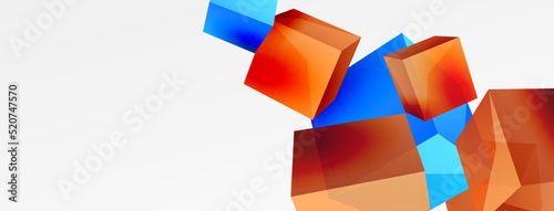 3d cubes vector abstract background. Composition of 3d square shaped basic geometric elements. Trendy techno business template for wallpaper, banner, background or landing