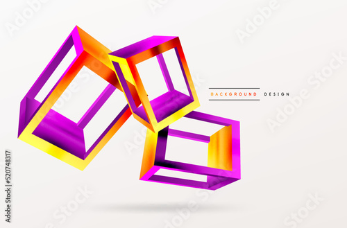 3D cube shapes vector geometric background. Trendy techno business template for wallpaper, banner, background or landing