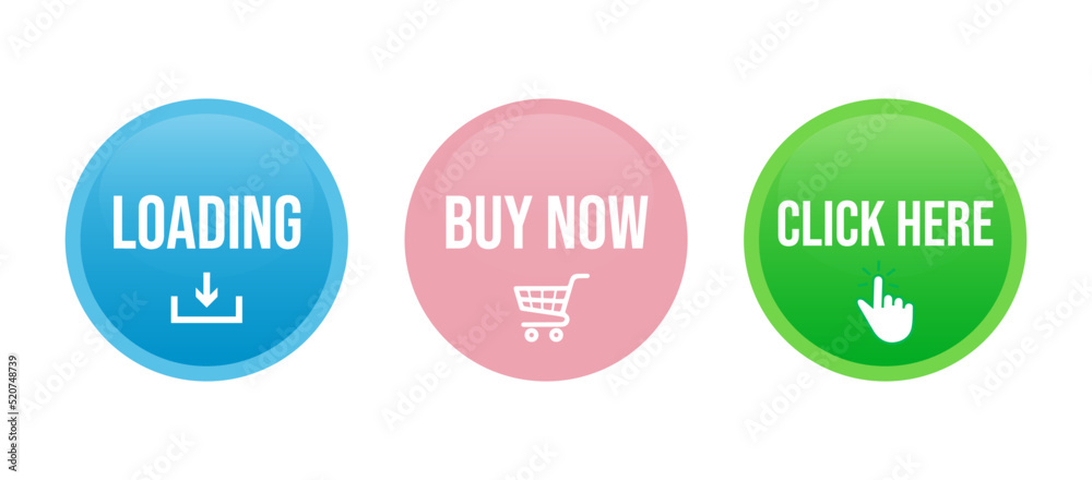 Set of round modern buttons for website vector Set of round modern buttons for website vector