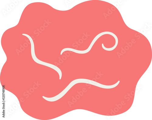 人体に入った、アニサキスのイラスト