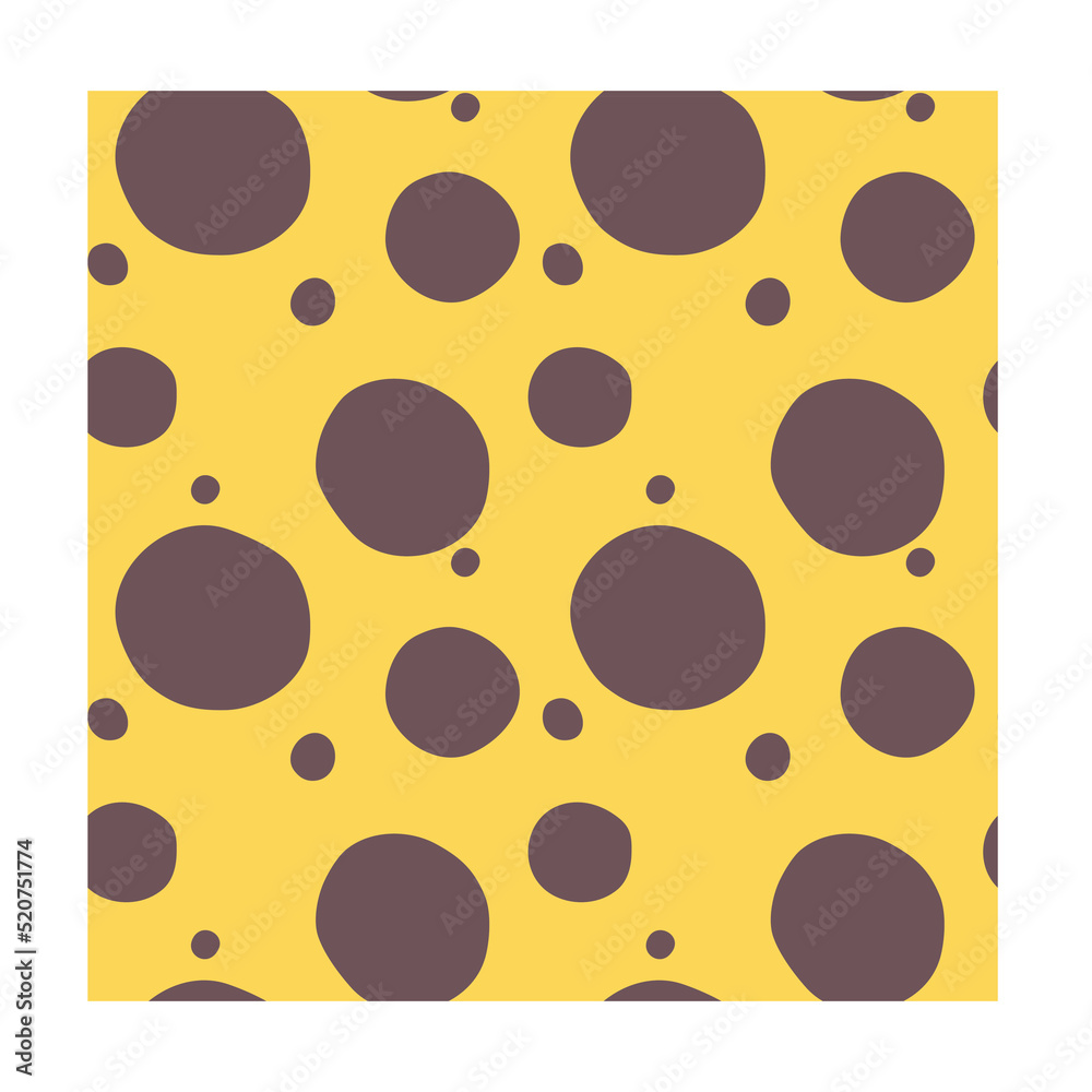Seamless pattern of brown spots of various size repeating on yellow background as leopard print. Creative exotic jungle texture. Repeat design for decor, fabric, textile, clothes. giraffe skin patter Seamless pattern of brown spots of various size repeating on yellow background as leopard print. Creative exotic jungle texture. Repeat design for decor, fabric, textile, clothes. giraffe skin patter