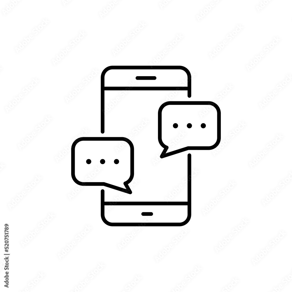 Text Message on Mobile Phone Line Icon. Smart Phone Mail Online Chat Speech Bubble Linear Pictogram. Smartphone Screen SMS Notification Outline Icon. Editable Stroke. Isolated Vector Illustration Text Message on Mobile Phone Line Icon. Smart Phone Mail Online Chat Speech Bubble Linear Pictogram. Smartphone Screen SMS Notification Outline Icon. Editable Stroke. Isolated Vector Illustration