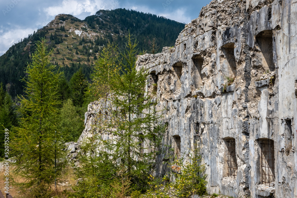 Fortress of Busa Verle. It was built before World War One and is located near the pass of Vezzena, at an elevation of 1,504 metres a.s.l. - Levico Terme - South Tyrol, northern Itlay