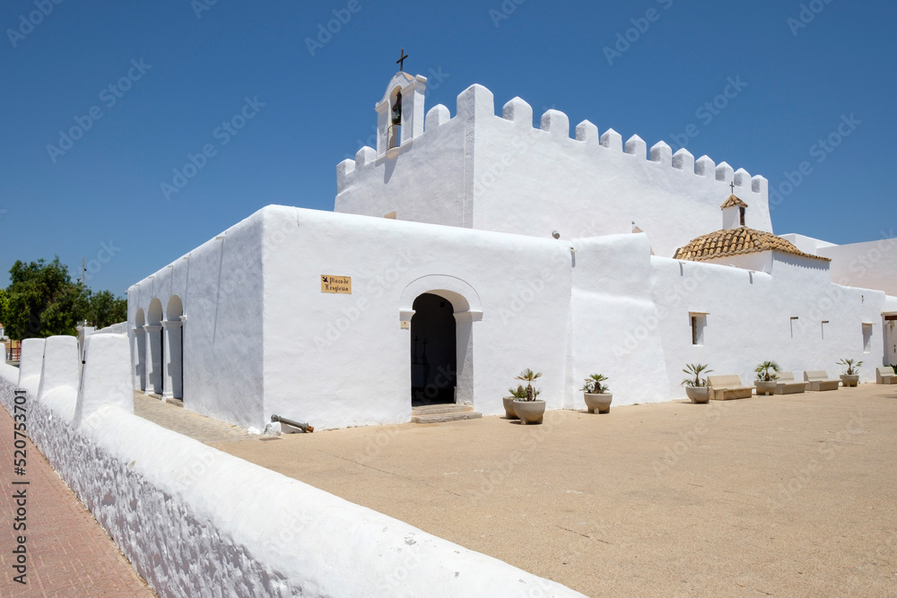 Iglesia de Sant Jordi, originaria del siglo XV, Sant Jordi de Ses Salines, Ibiza, balearic islands, Spain