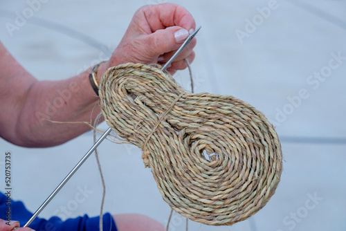 fabricacion tradicional de espardenyes ibicencas, alpargatas ibicencas,  Ibiza, balearic islands, Spain photo