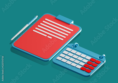 Clipboard and calendar. Sch...