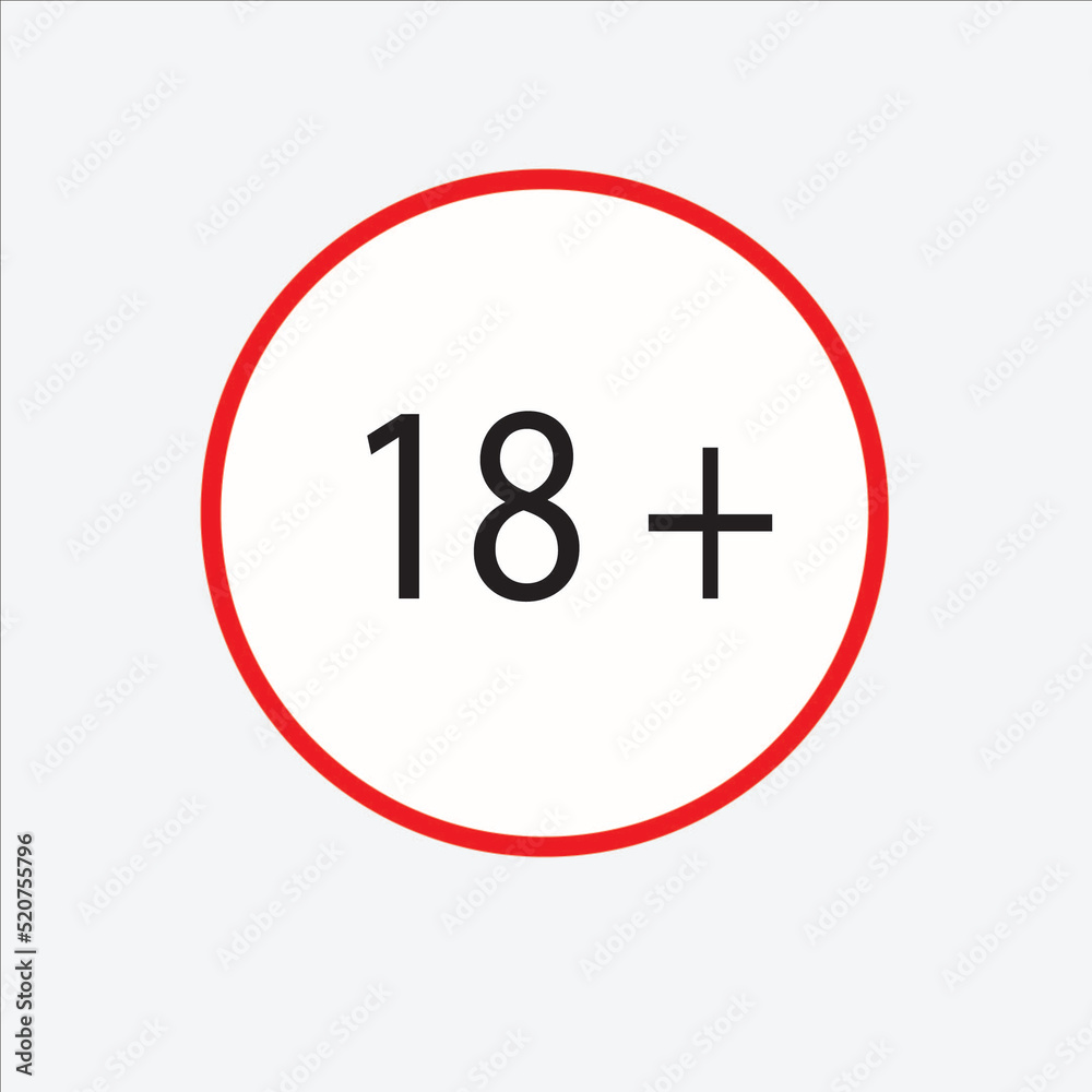 vector icon 18 age restriction sign. Image 18+ attention symbol. Illustration 18+ sign in flat style vector icon 18 age restriction sign. Image 18+ attention symbol. Illustration 18+ sign in flat style