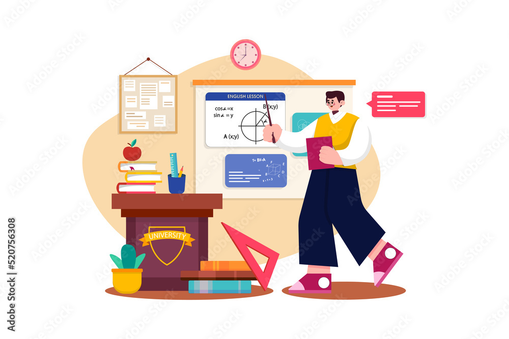 College Professor Illustration concept. A flat illustration isolated on white background